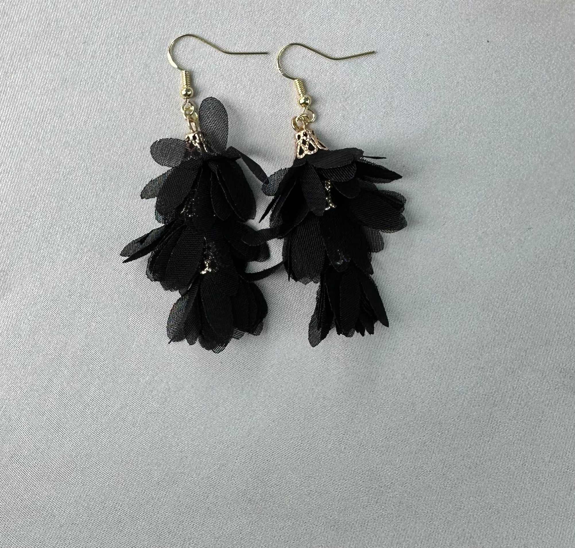 Layered Fabric Earrings - Bodacious BijousBlack